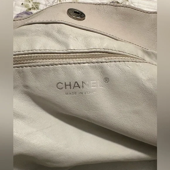 π₯ CHANEL Gorgeous βCCβ logo Bone all-leather braided chain link bag w/ COA. WOW! - Picture 7 of 12